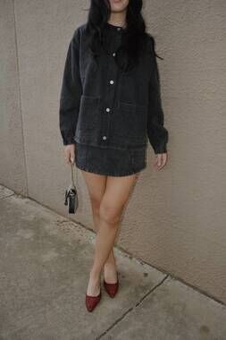 NEW NEEDII pancho and lefty set in washed black/charcoal denim